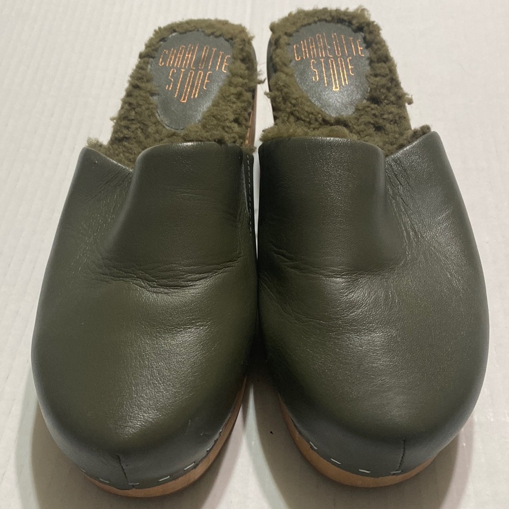 Charlotte stone clogs /mules olive green size 7